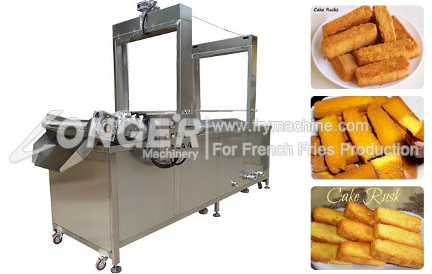 Continuous Rusk Snacks Frying Machine with Gas Heating